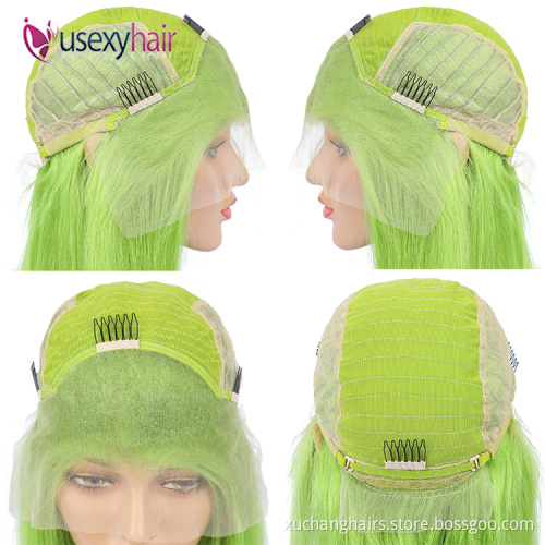 Cheap price human hair short 613 bob wigs human hair lace front blonde wig dyed green blue red pink gray orange purple color wig